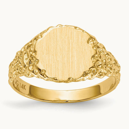 9.5x8. Closed Back Signet Ring, 5mm, 14K