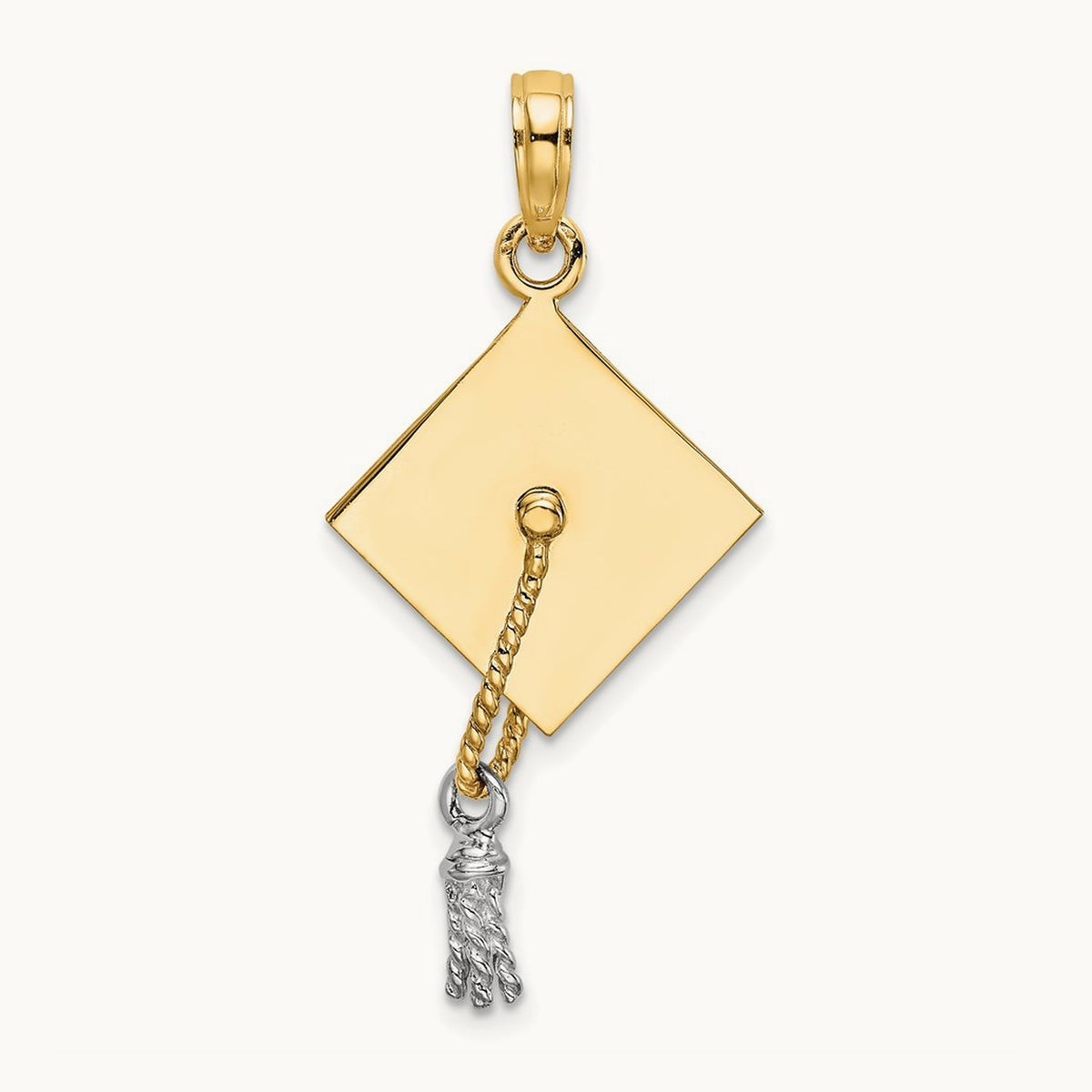 3-D Graduation Cap with Moveable Tassle Charm — 14K Two-Tone Gold