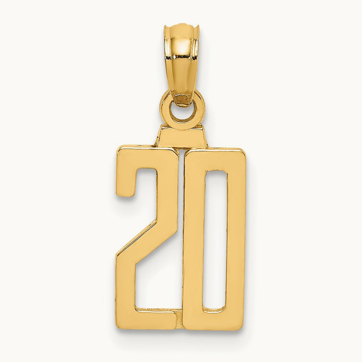 Polished Number 20 Pendant, 14K