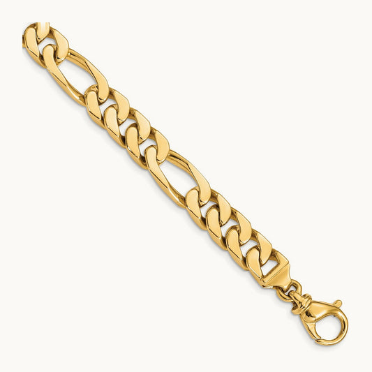 Hand Polished Fancy Link Bracelet, 9.2mm, 14K
