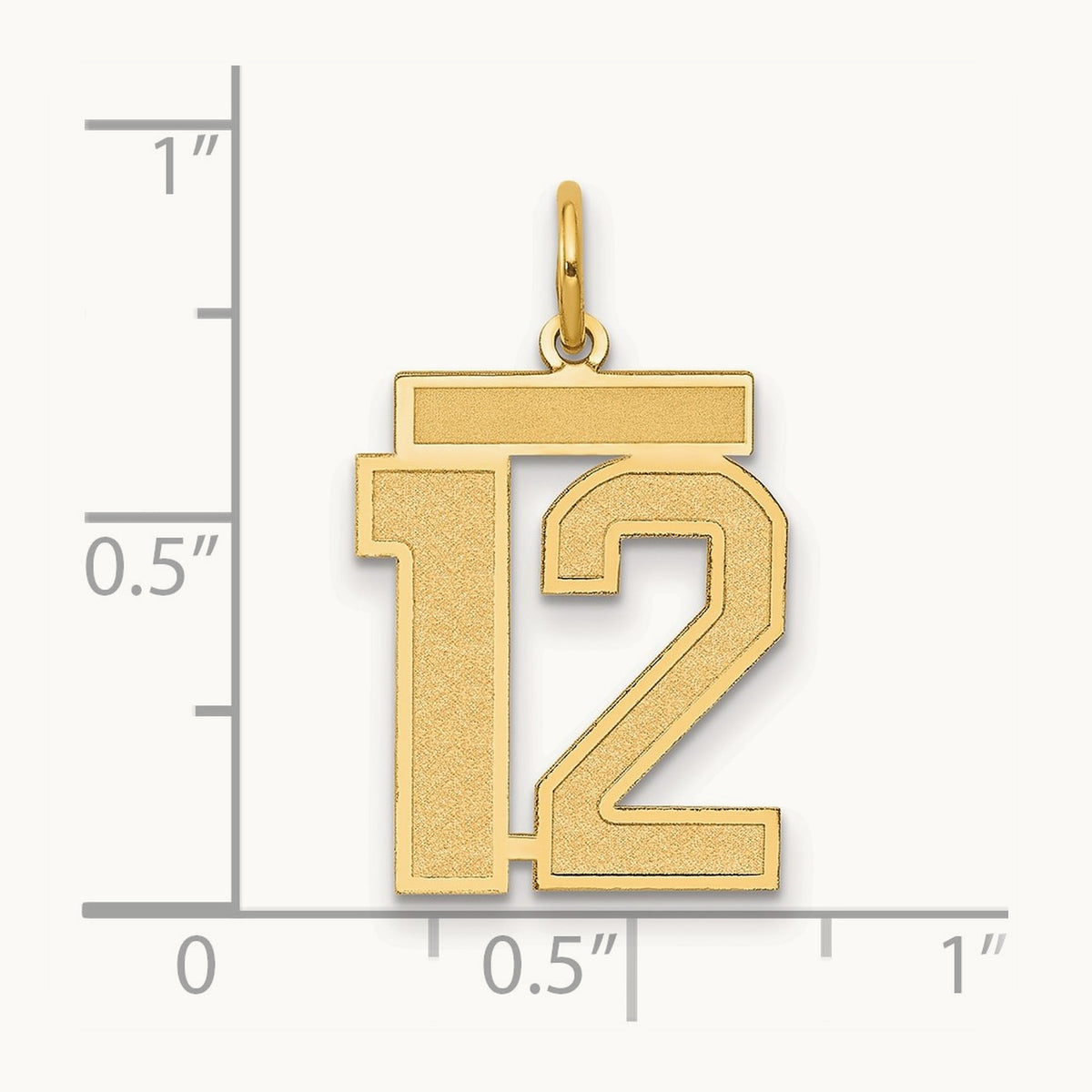 Medium Satin Number 12 Charm — 14K Yellow Gold