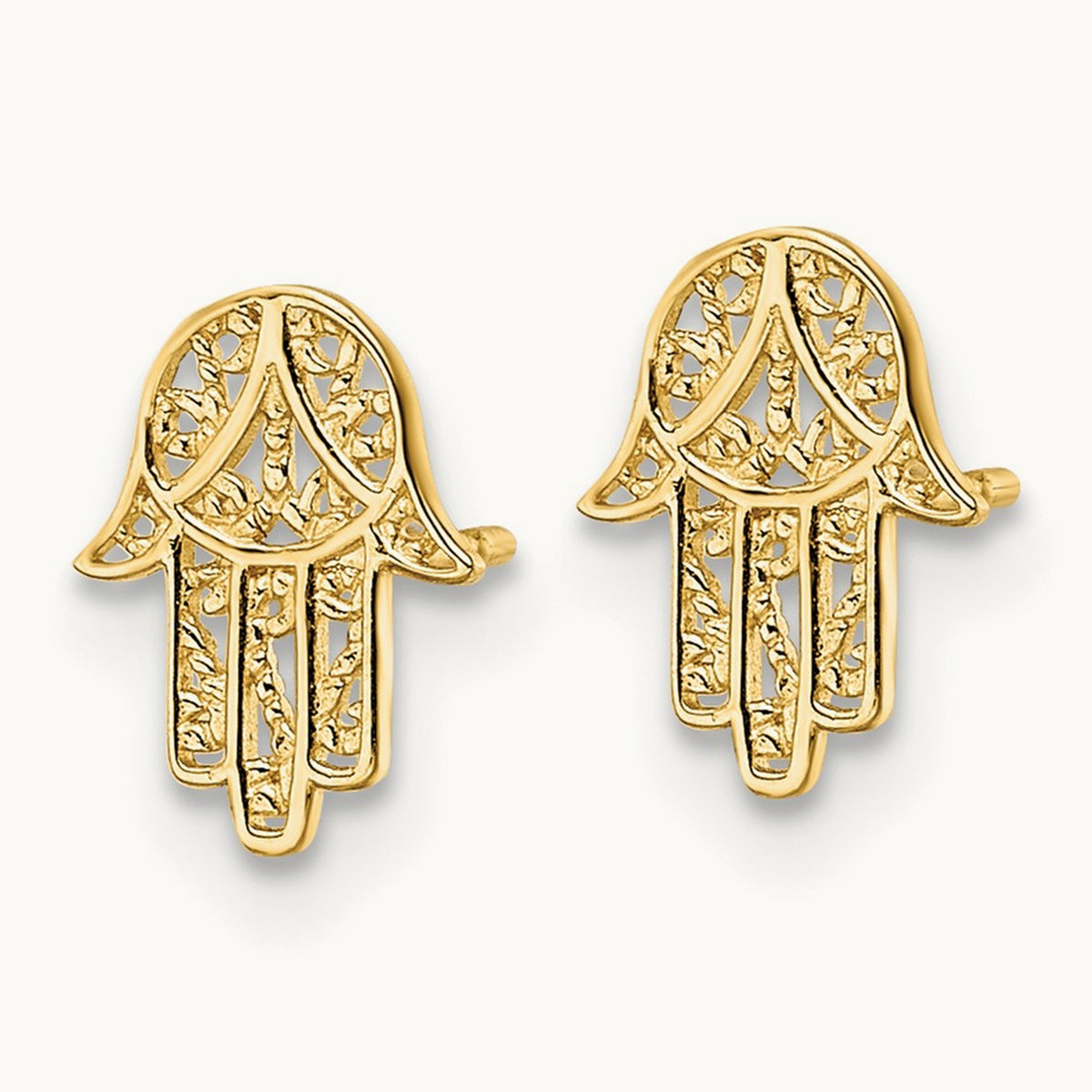 Hamsa Post Earrings, 14K