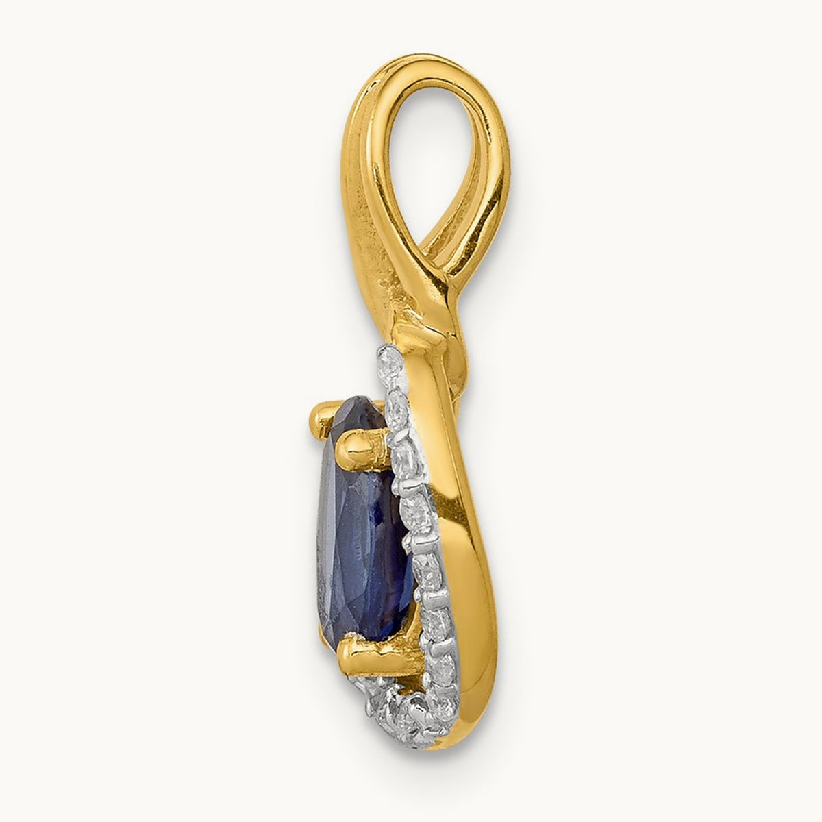Diamond and .85 Sapphire Halo Pendant — 14K Yellow Gold