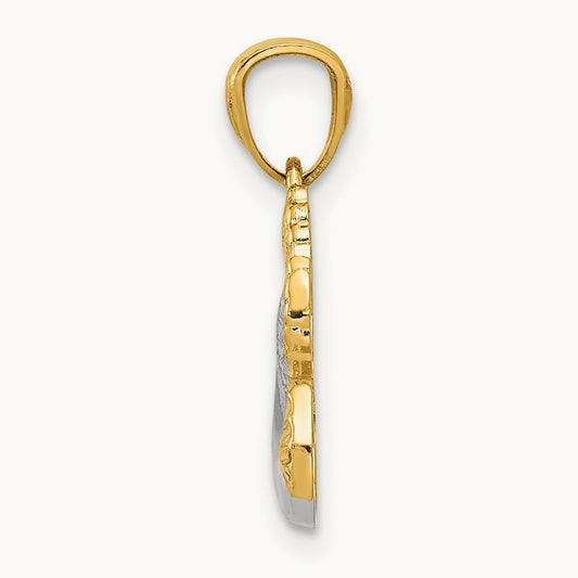 w/Rhodium Polished Dove w/Olive Branch Pendant, 14K