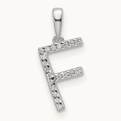 Diamond Letter F Initial Pendant, 14K White Gold