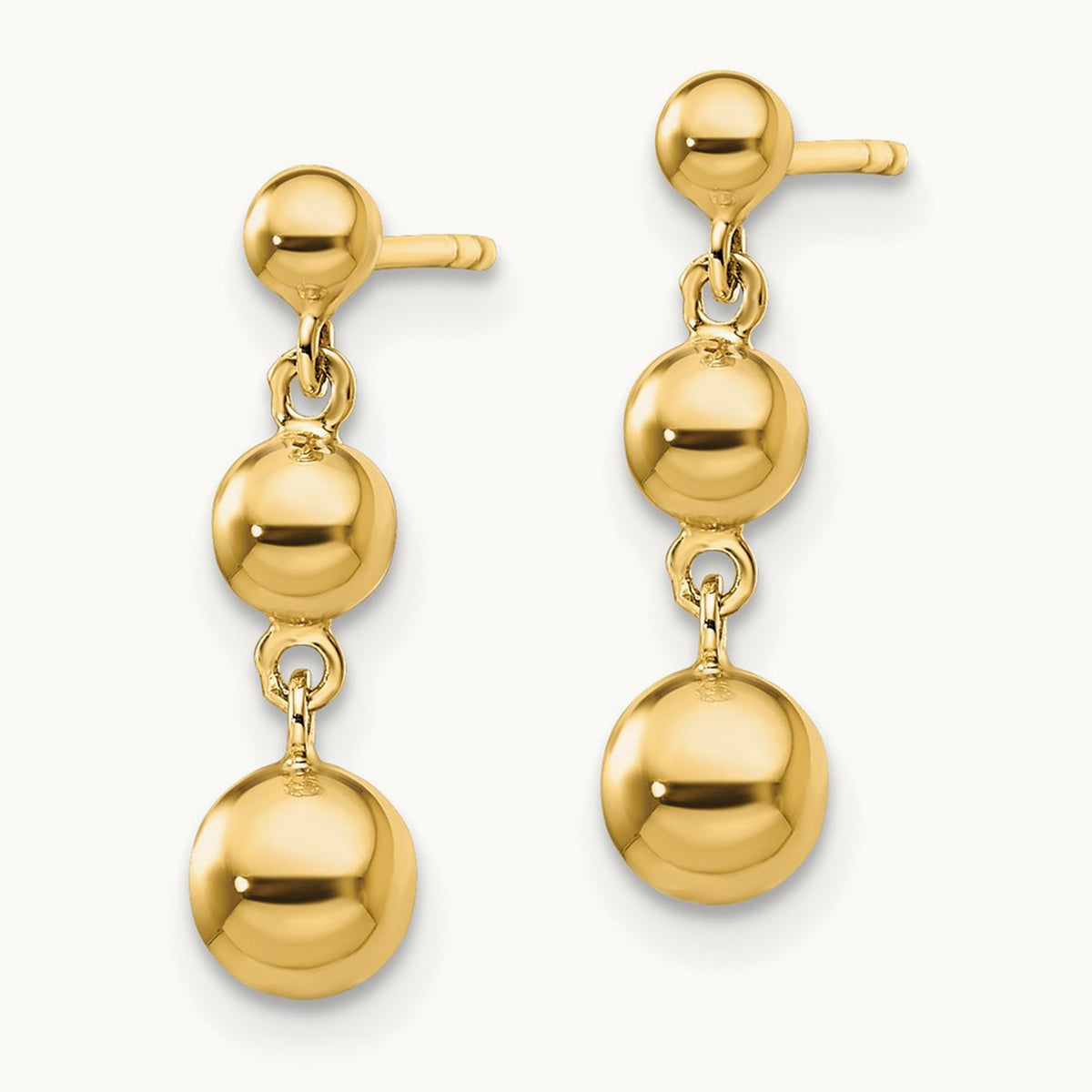 Graduated 3 Ball Post Earrings, 14K