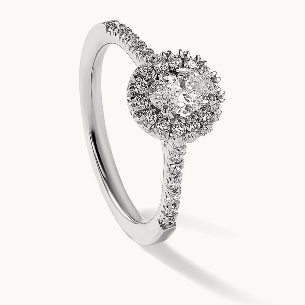 Oval Semi-Mount Halo Engagement Ring, 0.25-0.50 ct tw Lab-Grown Diamond — 14K White Gold, 7 (2)