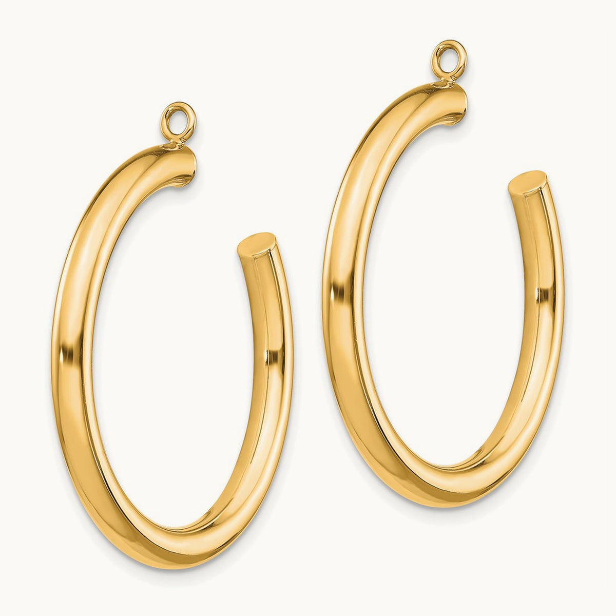 Polished Tube Hoop Earring Jackets — 14K Yellow Gold, 30mm