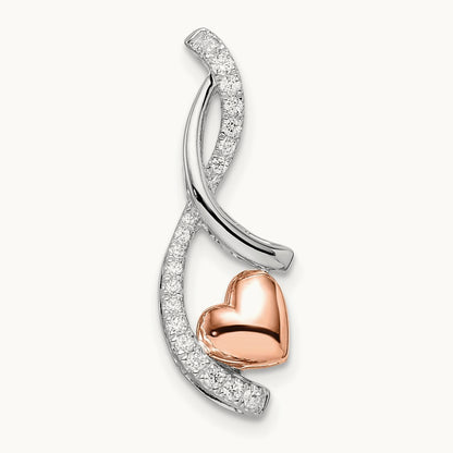 Heart Diamond Chain Slide, 14K Two-tone White with Rose