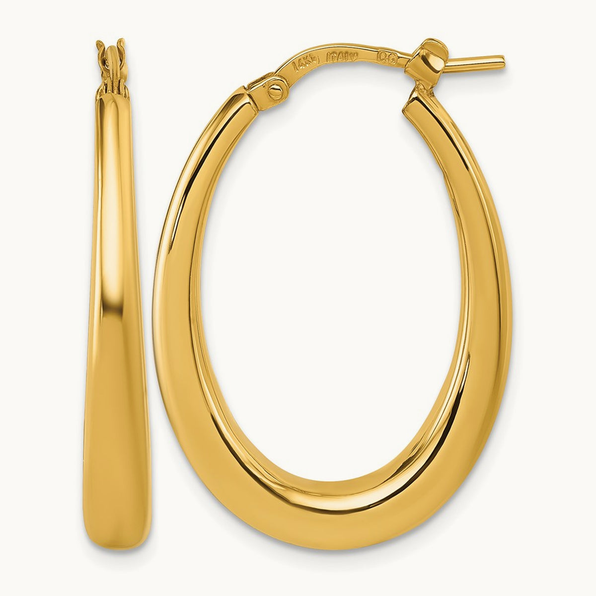 Polished Oval Hoop Earrings — 30mm