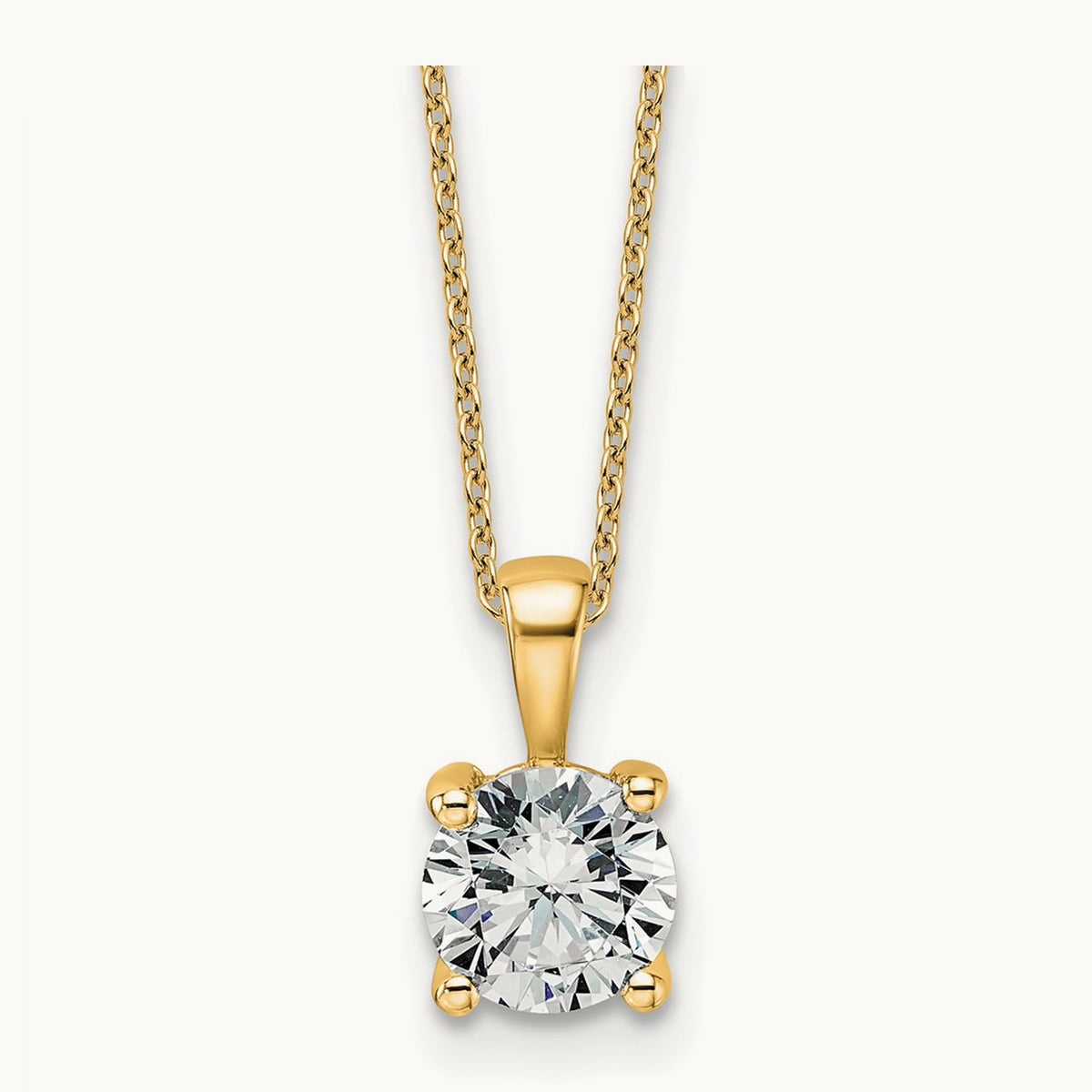 Four-Prong Pendant Necklace, 0.50-2.00 ct tw Lab-Grown Diamond — 1 1/2 ct, 14K Yellow Gold