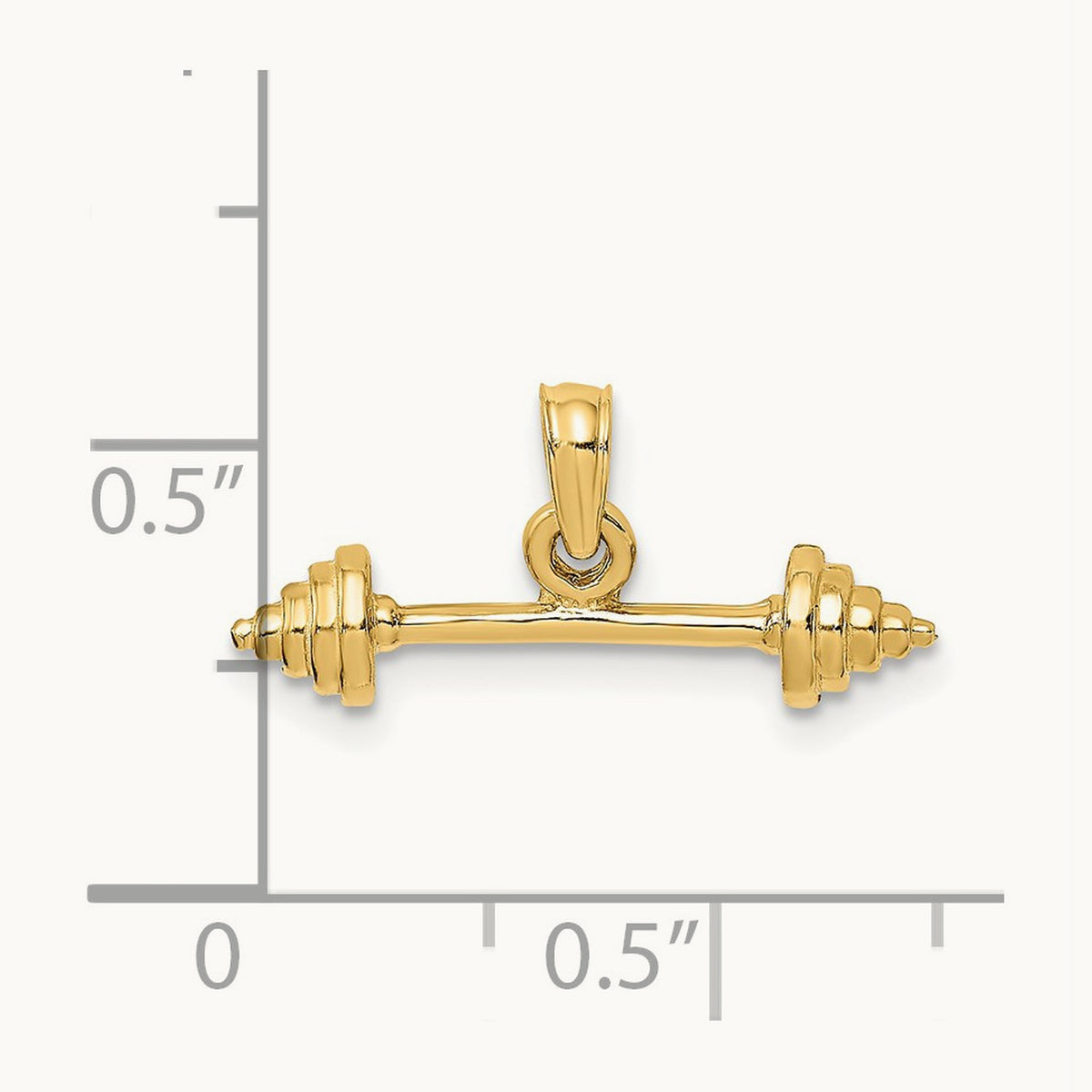 Solid Polished 3-D Dumbbell Charm, 14K