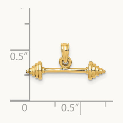 Solid Polished 3-D Dumbbell Charm, 14K