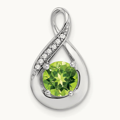 Peridot and Diamond Pendant — 14K White Gold