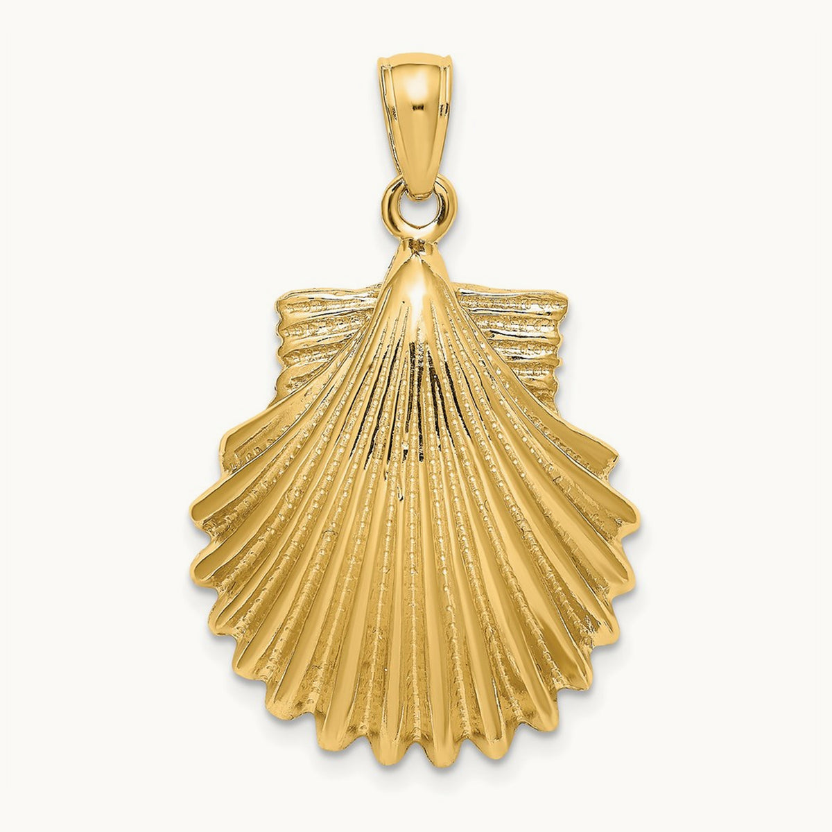 Polished Scallop Shell Charm — 32mm