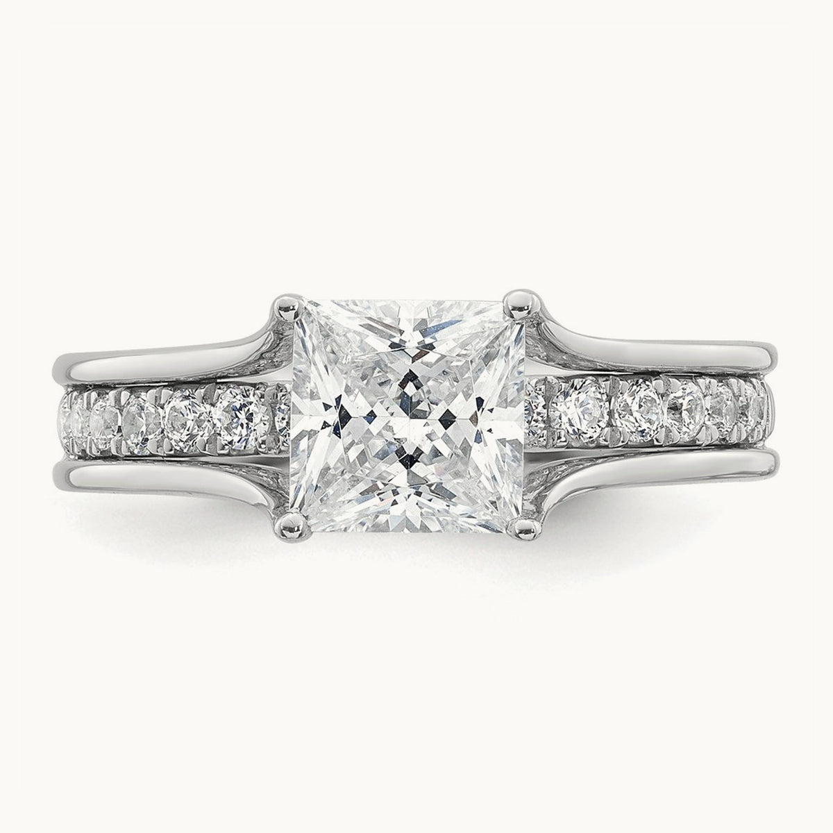 Princess Engagement Ring, 1.75-3.00 ct tw Lab-Grown Diamond — 1 7/8 ct, 14K White Gold