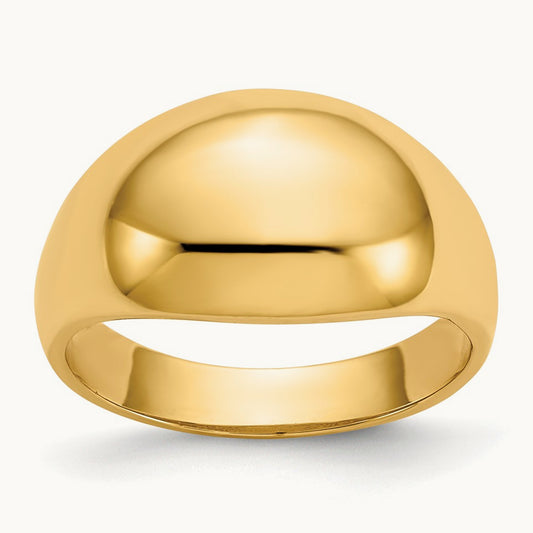 Domed-top Tapered Cigar Band Ring, 10mm, 14K