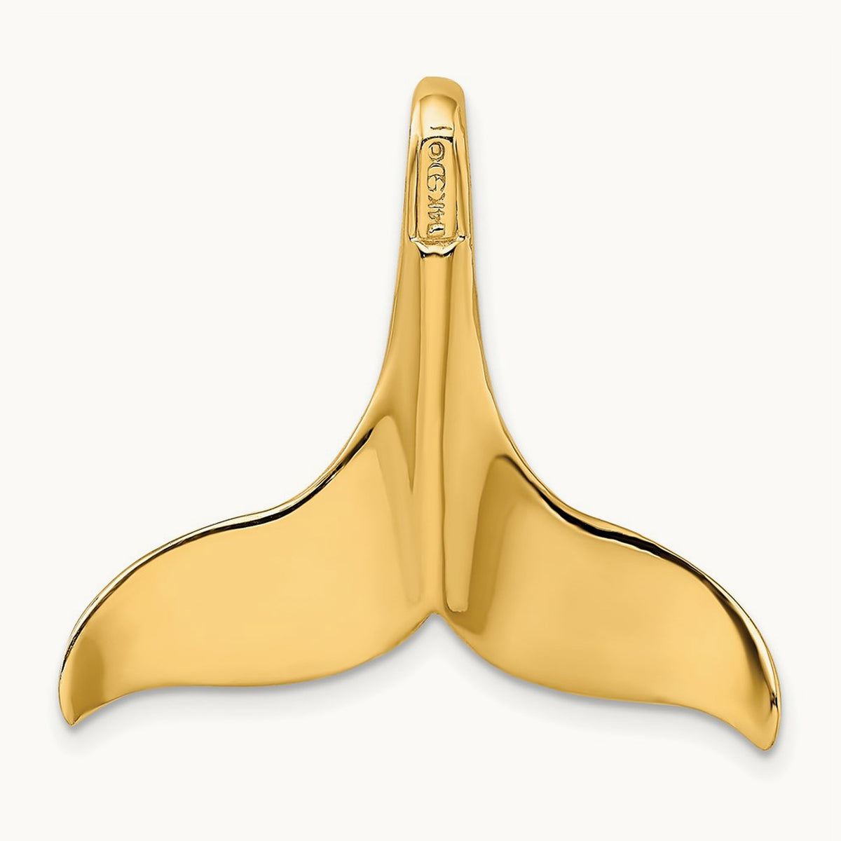 3-D Polished W/ Hidden Bail Whale Tail Charm, 14K