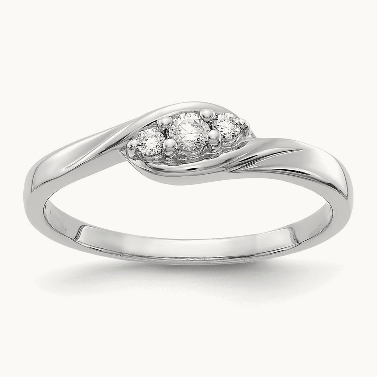 3-stone Diamond Ring — 14K White Gold, 7