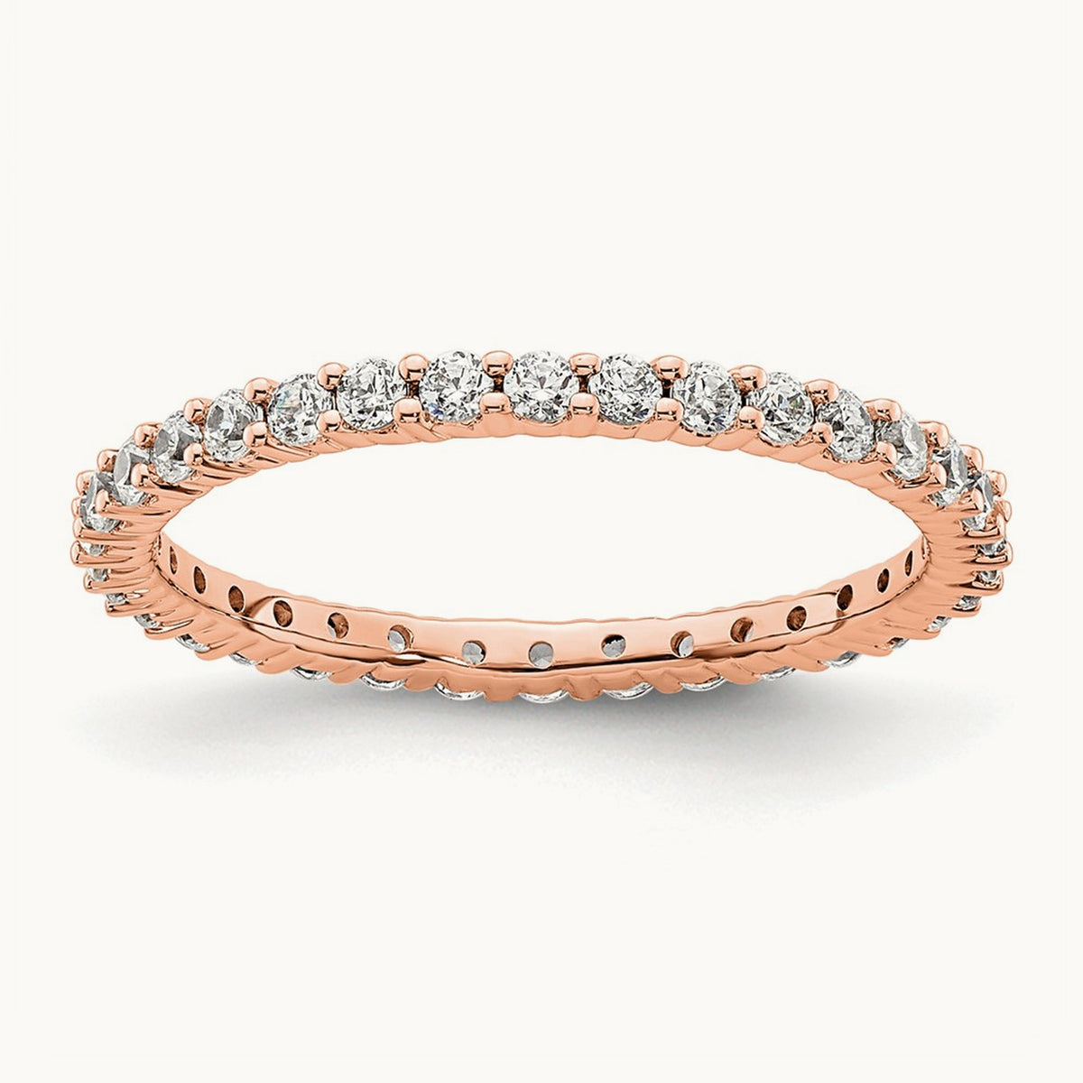 Polished Shared Prong Diamond Eternity Band — 14K Rose Gold, 0.5 ct (2)