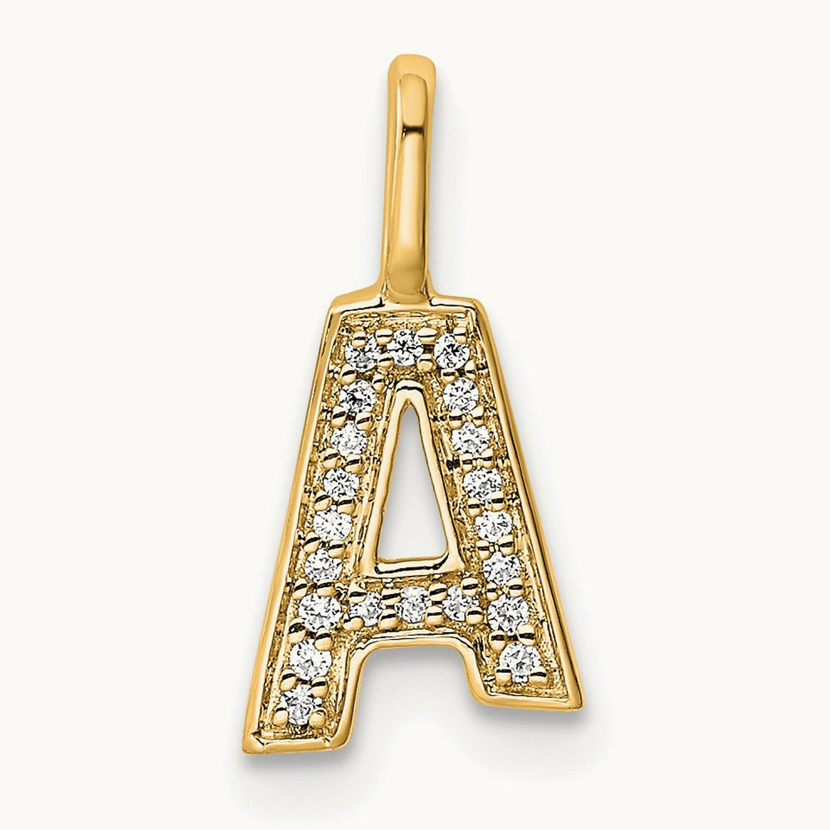 Diamond Letter A Initial Pendant, 14K Gold