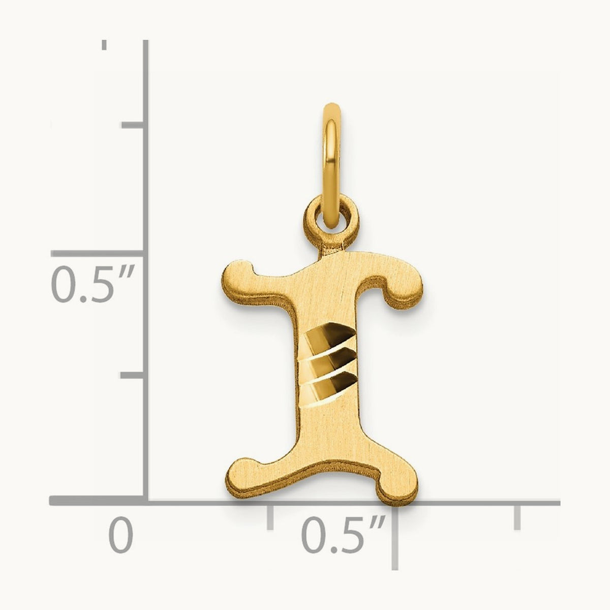 Diamond-cut Initial Charm — 14K Yellow Gold, I