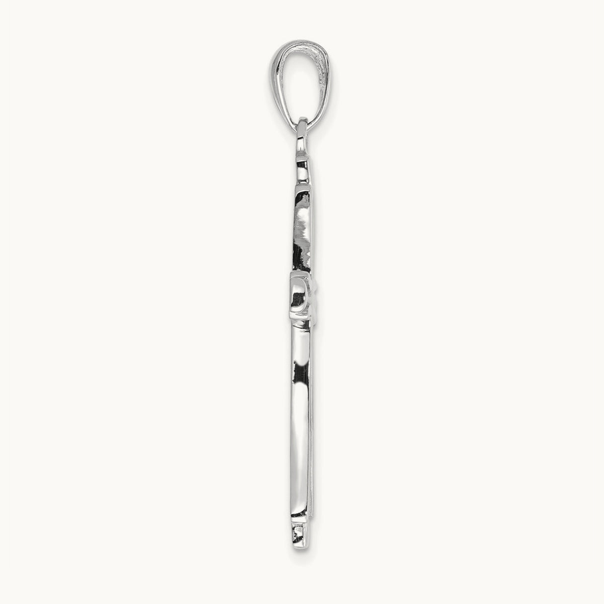 Polished Solid Cross Pendant — 14K White Gold