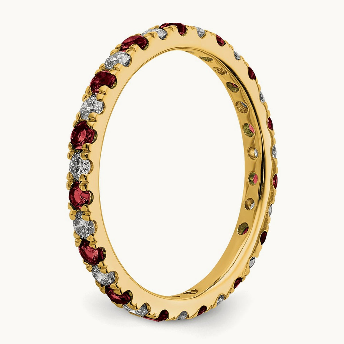 Created Ruby Eternity Band — 14K Yellow Gold, 2.25 mm