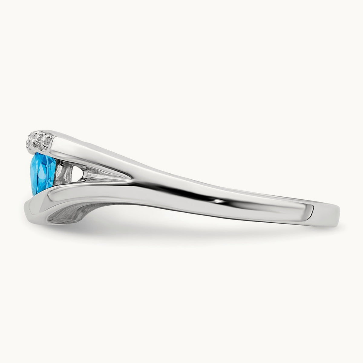 Trillion Blue Topaz and Diamond Ring, 14K White Gold