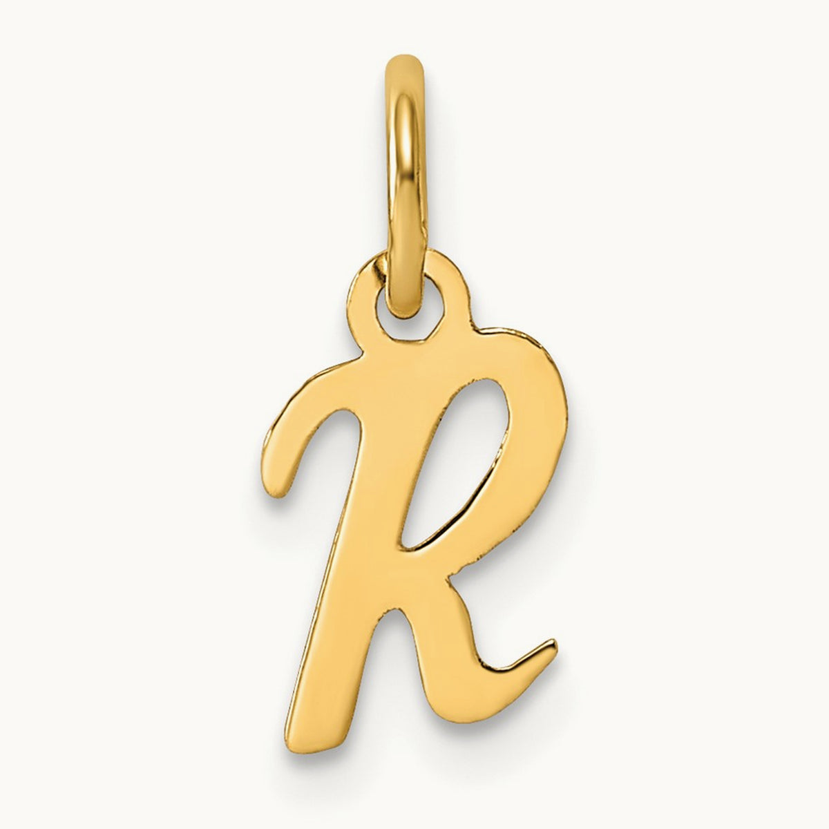 Small Script Letter R Initial Charm, 14K