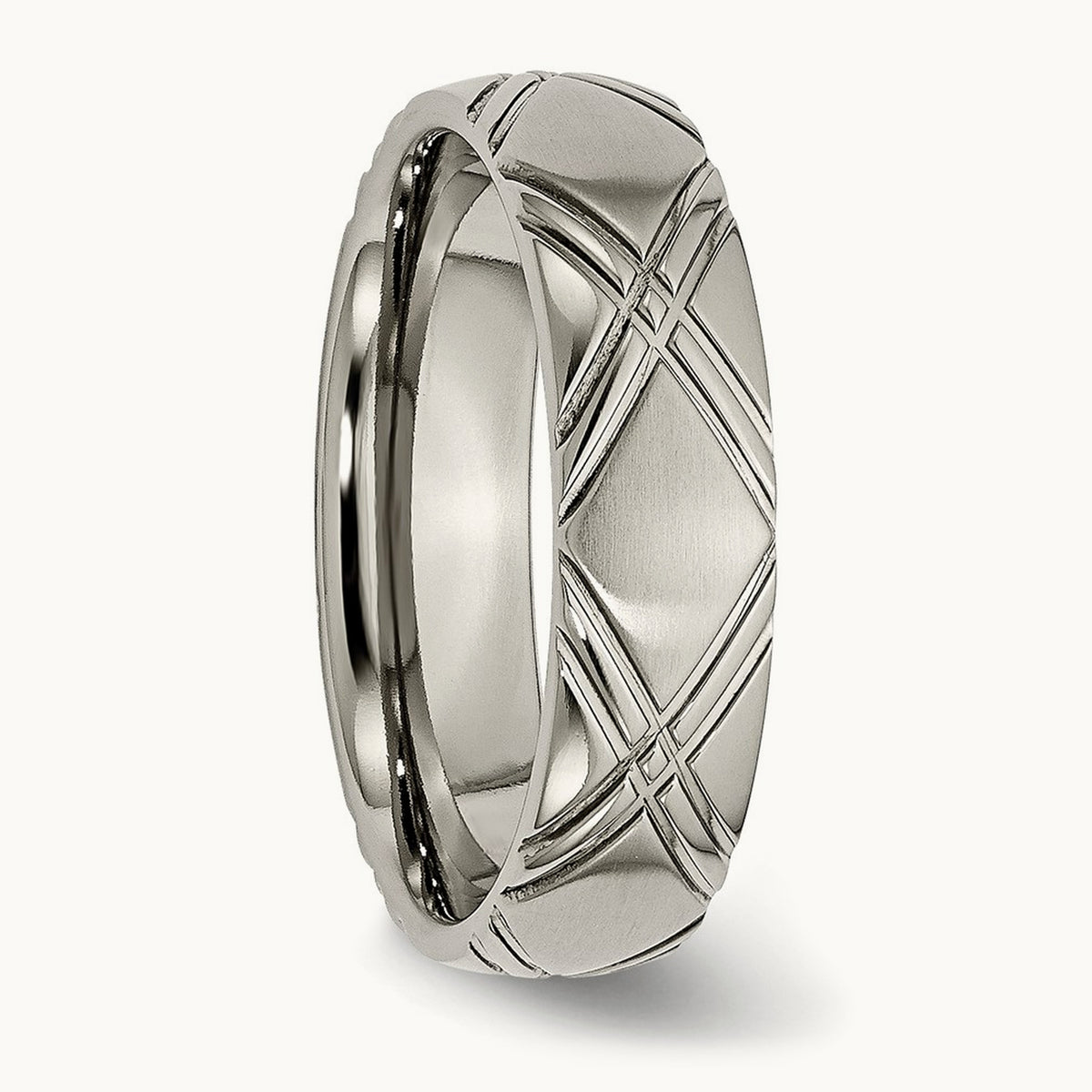 Brushed and Polished Criss-cross Design Band — photo set
