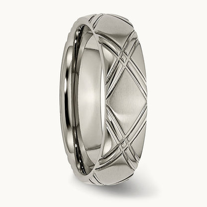 Brushed and Polished Criss-cross Design Band — photo set