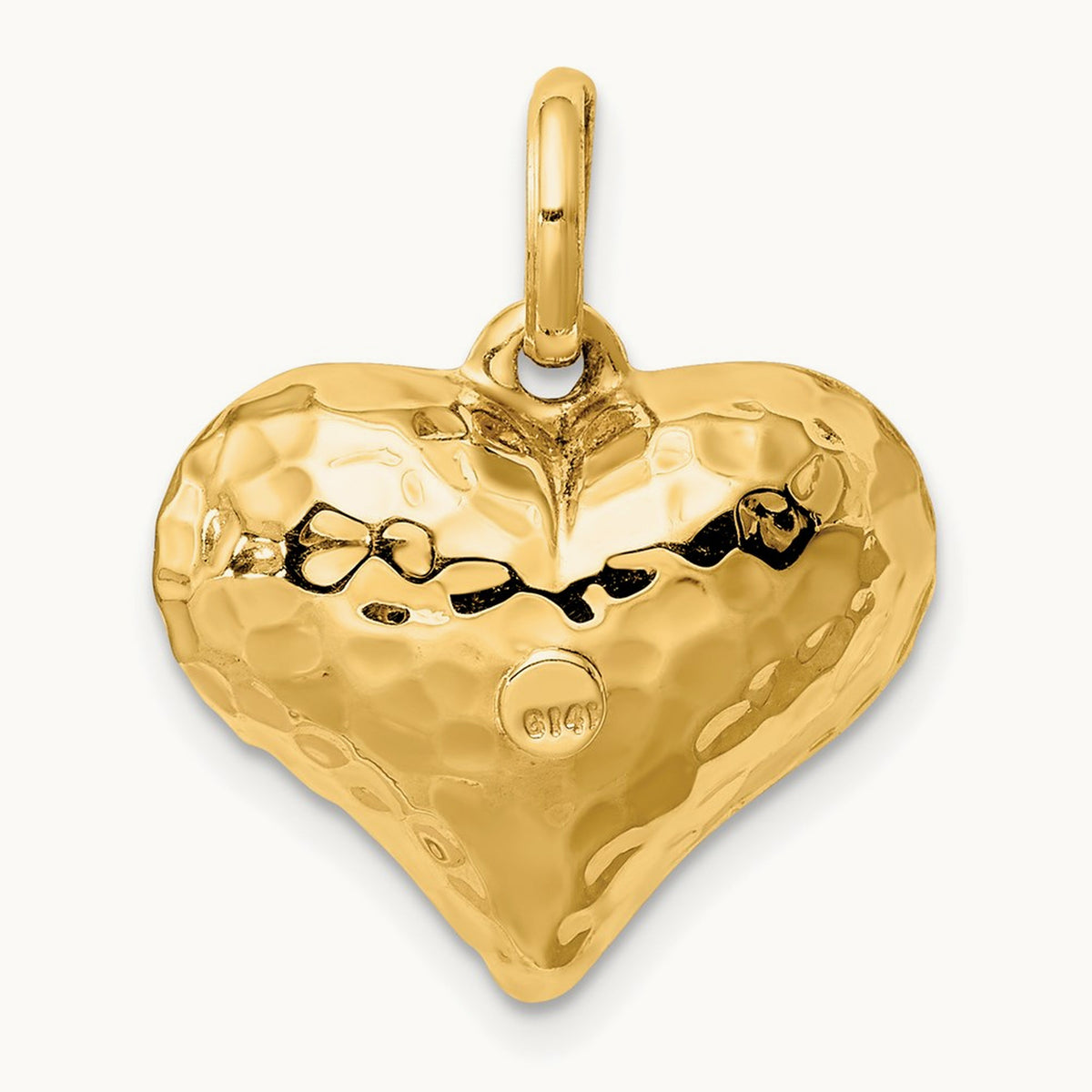 Polished and Hammered 3-D Heart Pendant — 21mm