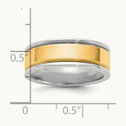 W/Y Step Up Beveled Wedding Band, 7mm, 14K Two-tone