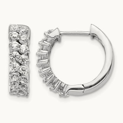 Diamond Hinged Hoop Earrings, 14K White Gold