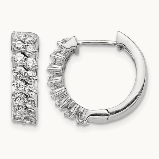 Diamond Hinged Hoop Earrings, 14K White Gold