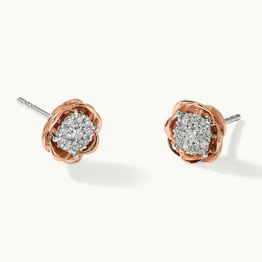 Cluster Flower Post Earrings, 0.25 ct tw Lab-Grown Diamond