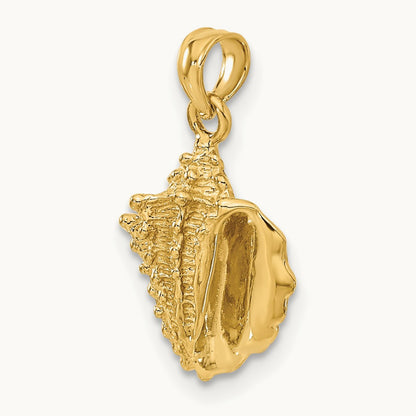 Solid Polished Conch Shell Pendant, 14K