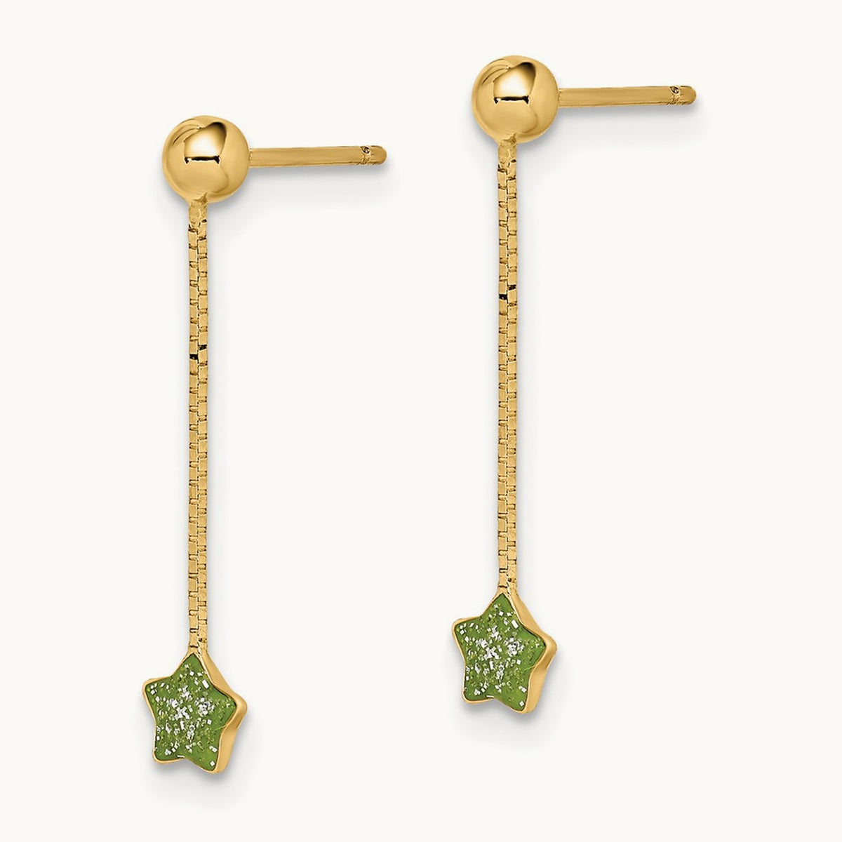 Madi K Enameled Star Chain Dangle Post Earrings, 14K