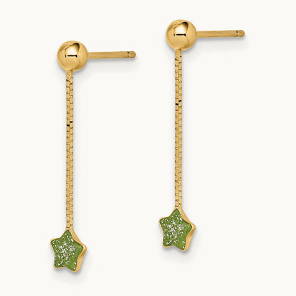 Madi K Enameled Star Chain Dangle Post Earrings, 14K
