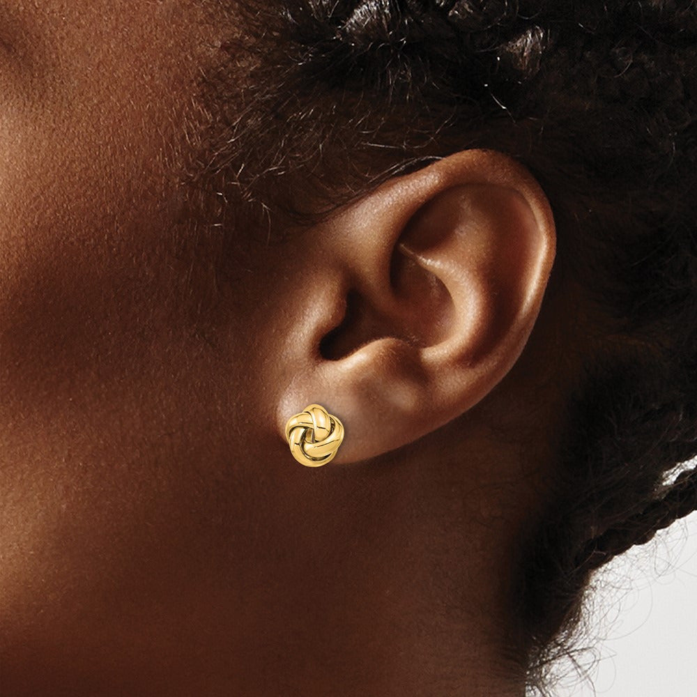 Polished Love Knot Post Earrings — 14K Yellow Gold, 8.5mm