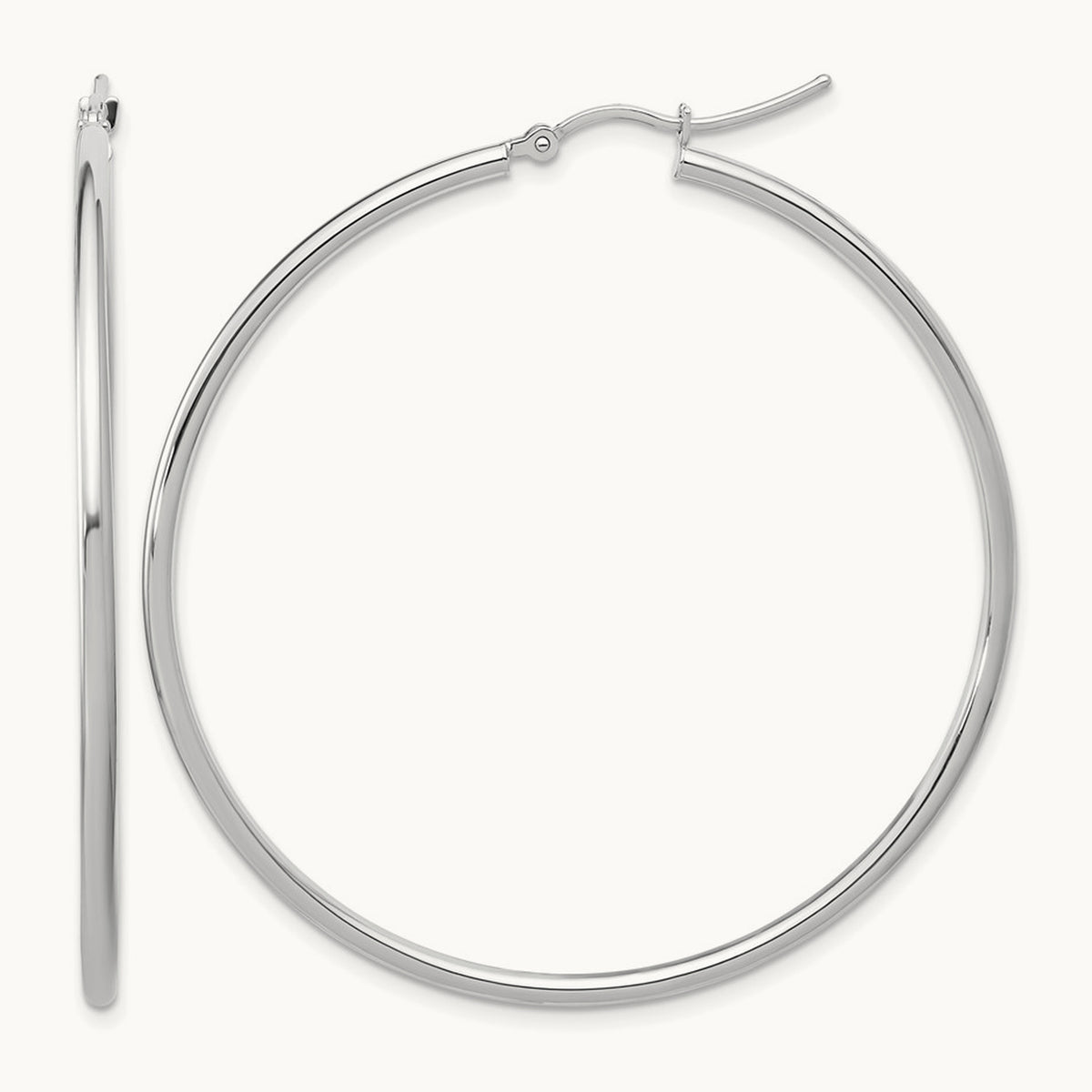Polished Hinged Hoop Earrings, 10K White Gold — Leslie's