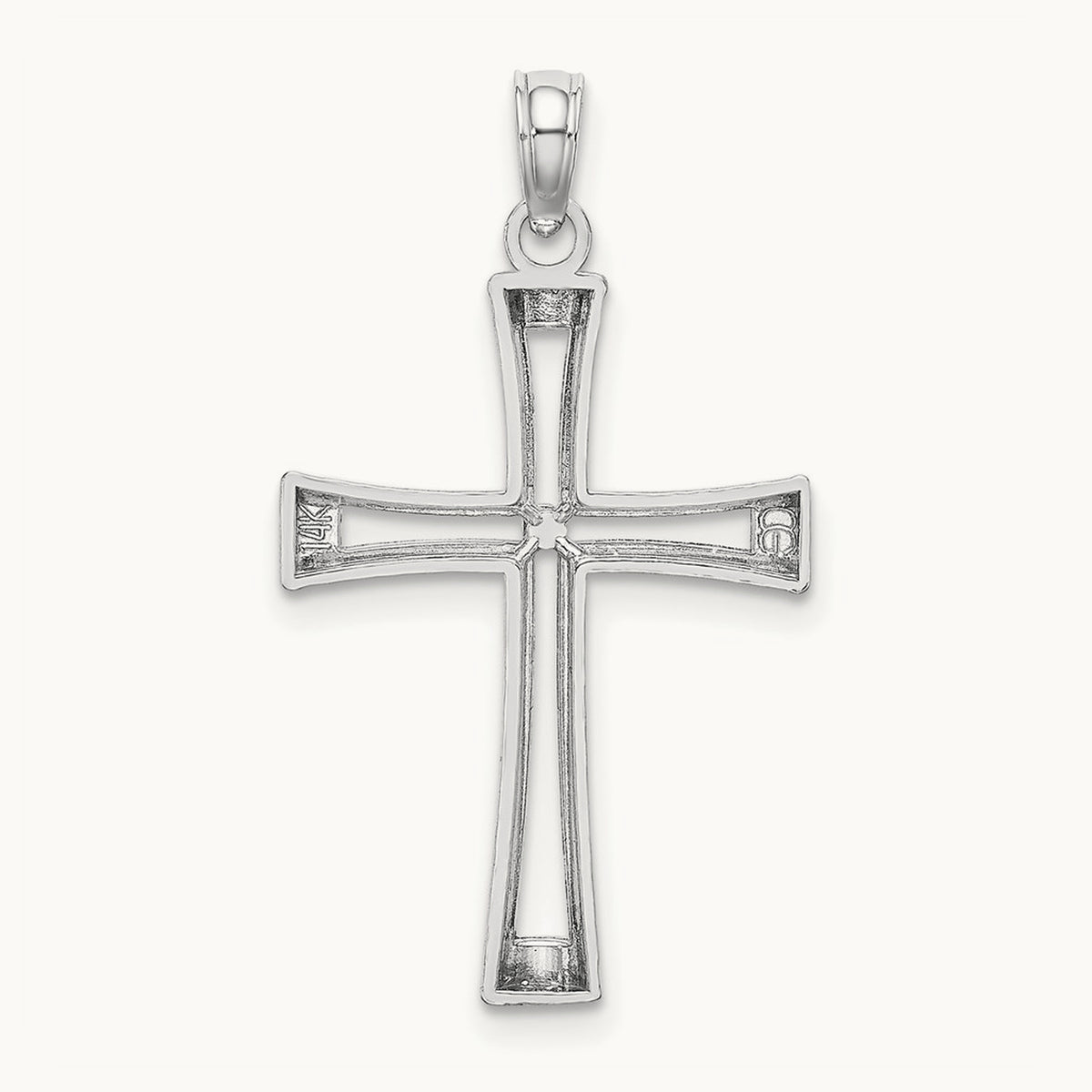 Polished and Cut-Out Cross — 14K White Gold