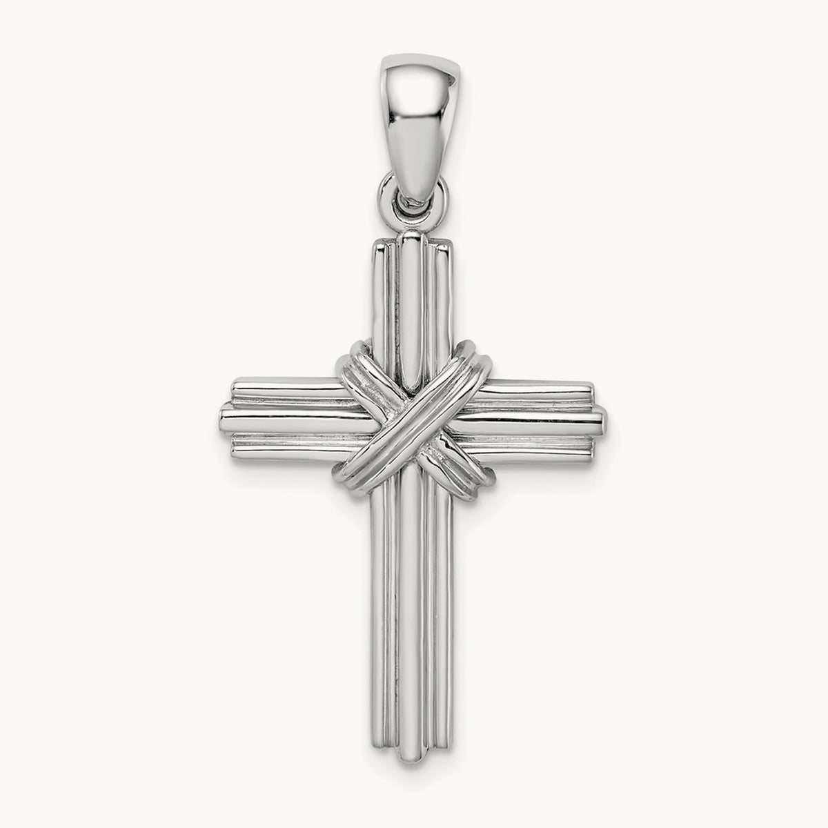 w/ Passion Cross Pendant — 14K White Gold, 35.15mm