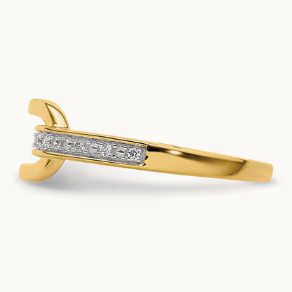 Polished Diamond Link Fashion Ring, 14K