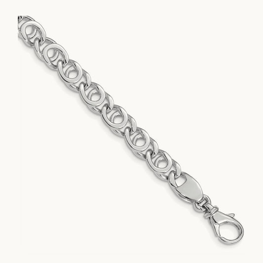 Hand Polished Fancy Link Bracelet, 7mm, 14K White Gold