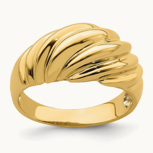 Polished Shrimp Fashion Ring, 14K