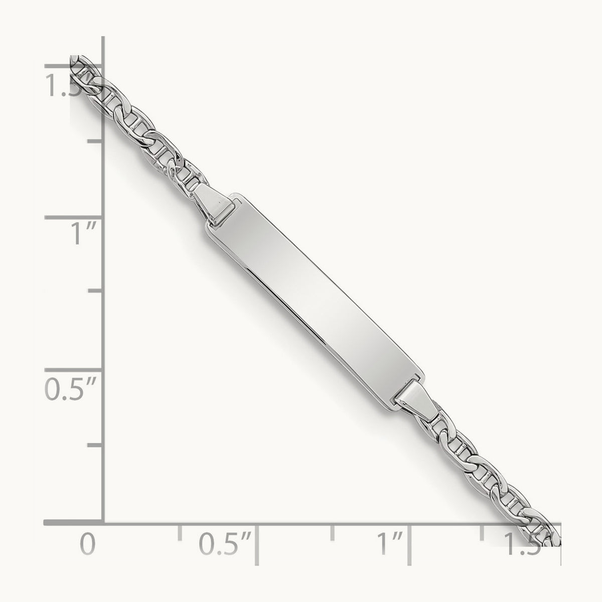 White Gold Semi-Solid Anchor Link ID Bracelet — 7mm