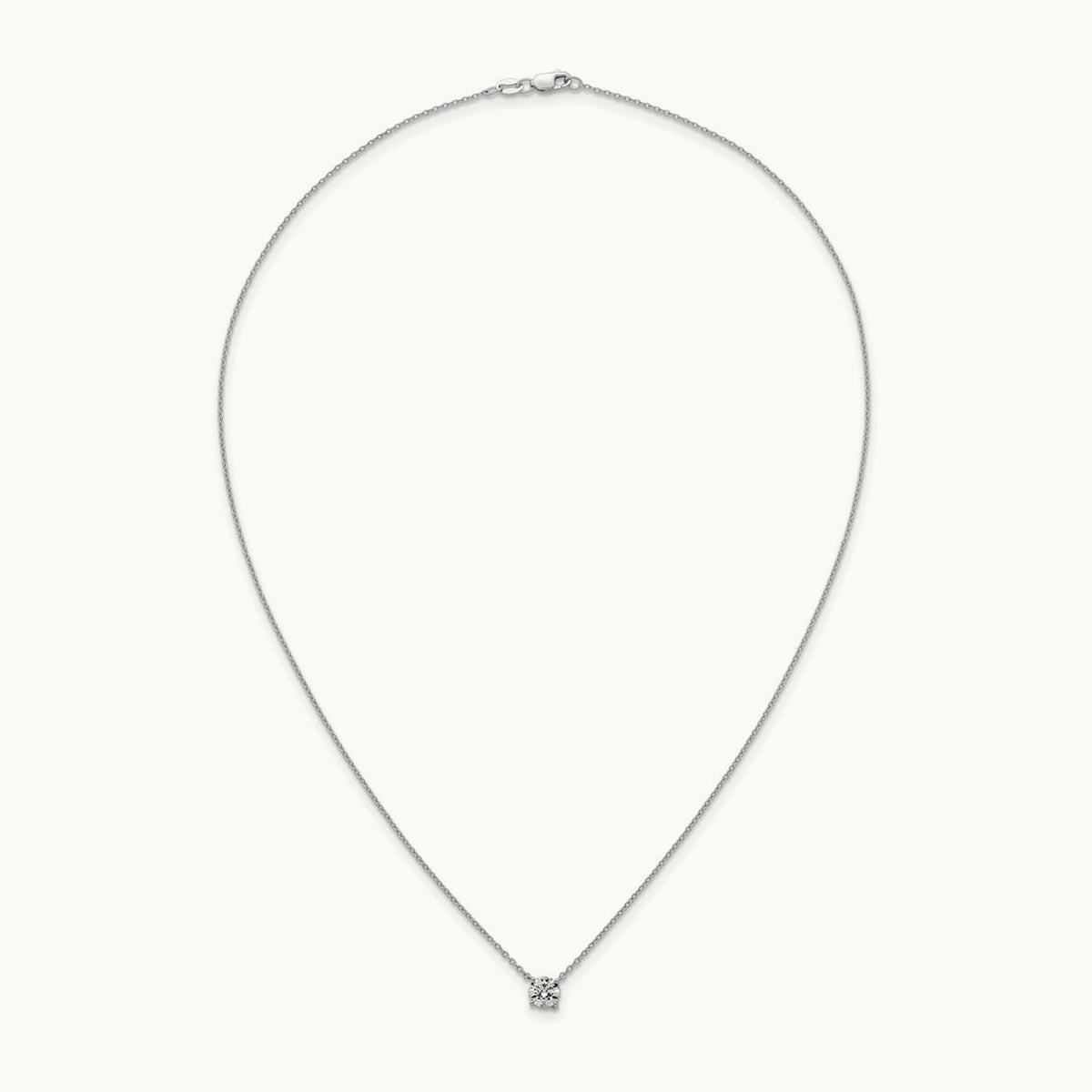 Four-Prong Solitaire Necklace, 0.50-4.00 ct tw Lab-Grown Diamond — 14K White Gold