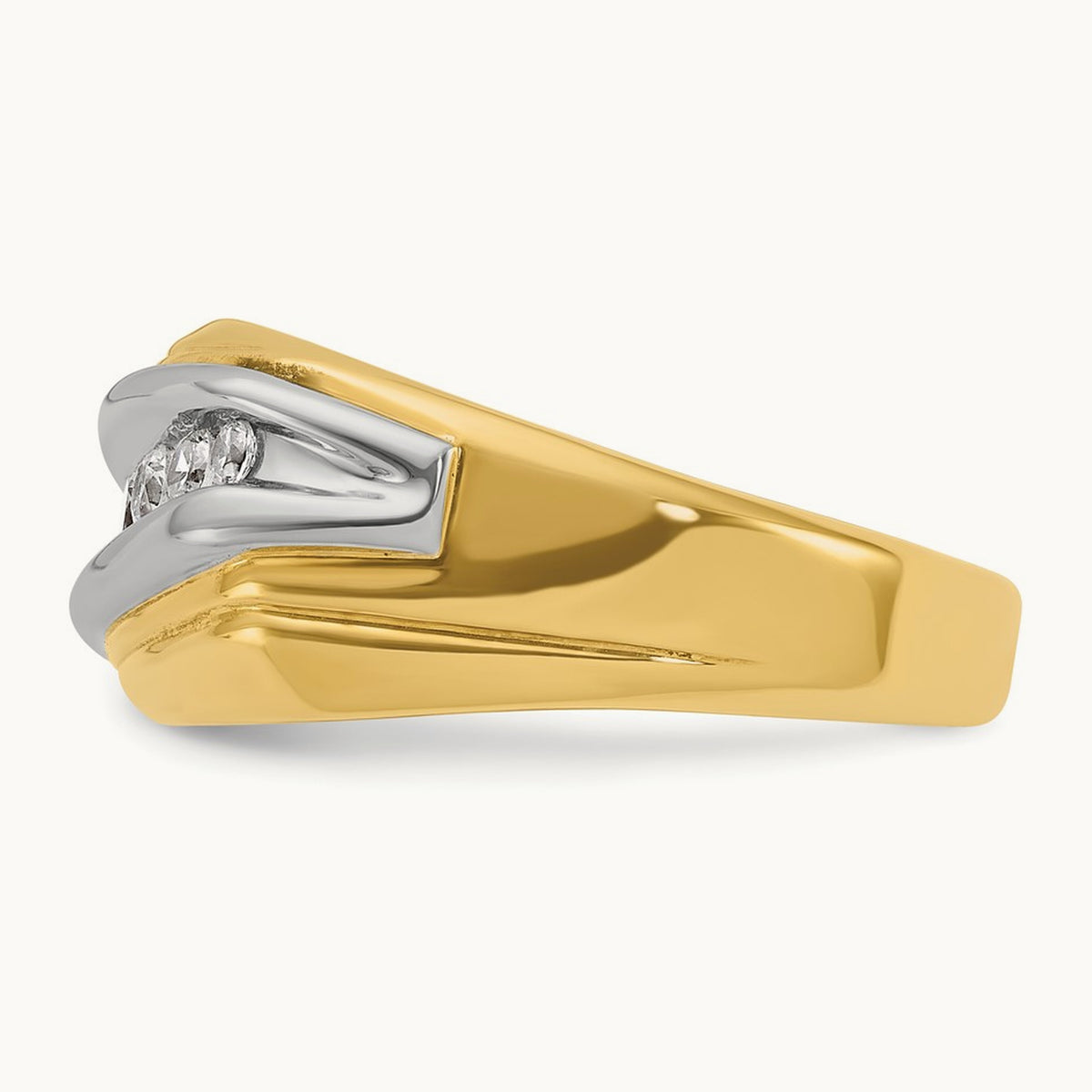 14ktt IBGoodman Men's Polished & Grooved 7-Stone Diamond Ring